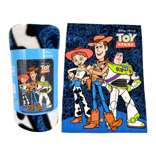 disney pixar toy story fleece blanket featuring colourful character designs