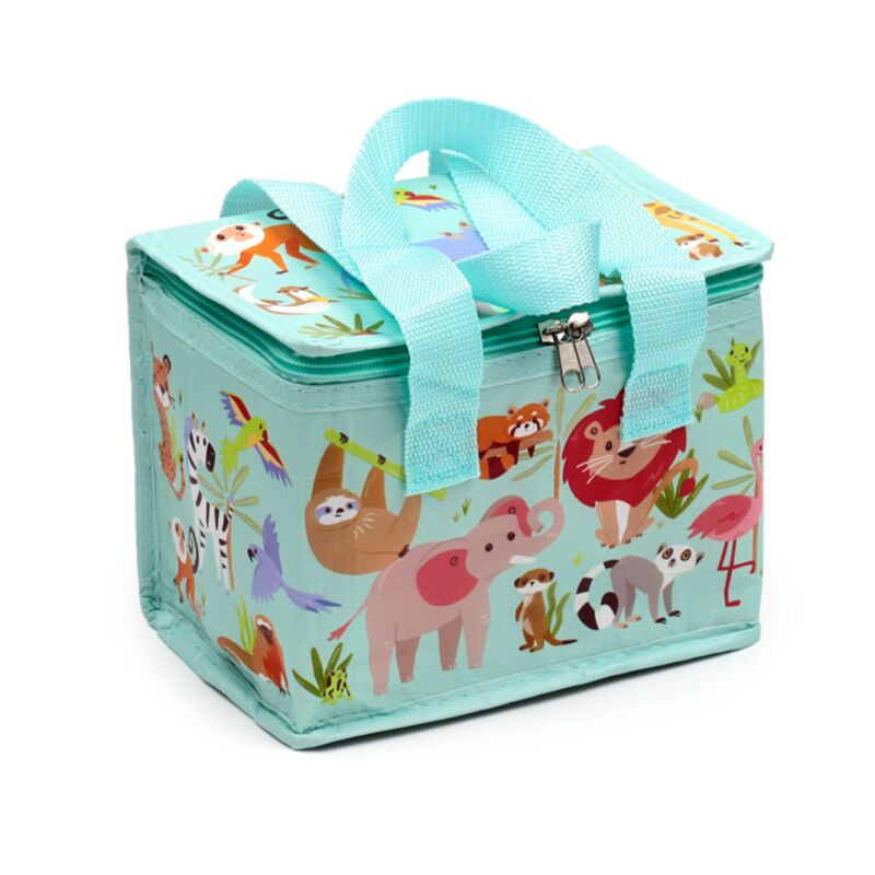 zooniverse rpet insulated cool lunch bag with colourful animal design front view
