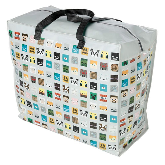 minecraft faces zip up laundry storage bag with handles for toys bedding and clothes