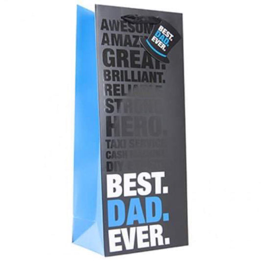 bottle bag best dad ever designed to hold a standard bottle with attached gift tag ideal for father’s day or birthday gifting