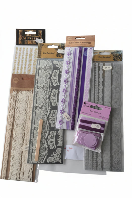 craft set with decorative borders tags ribbon and word elements for elegant paper crafts