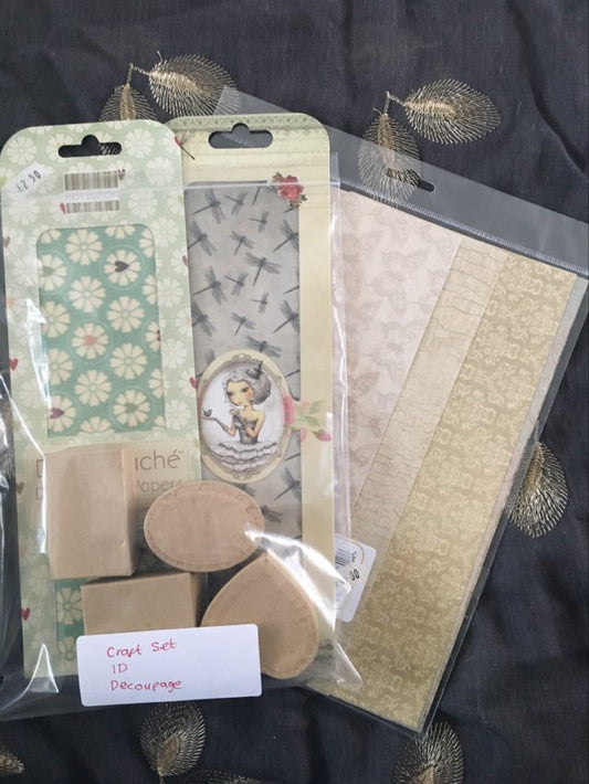 daisy themed decoupage craft set with patterned papers and assorted small boxes
