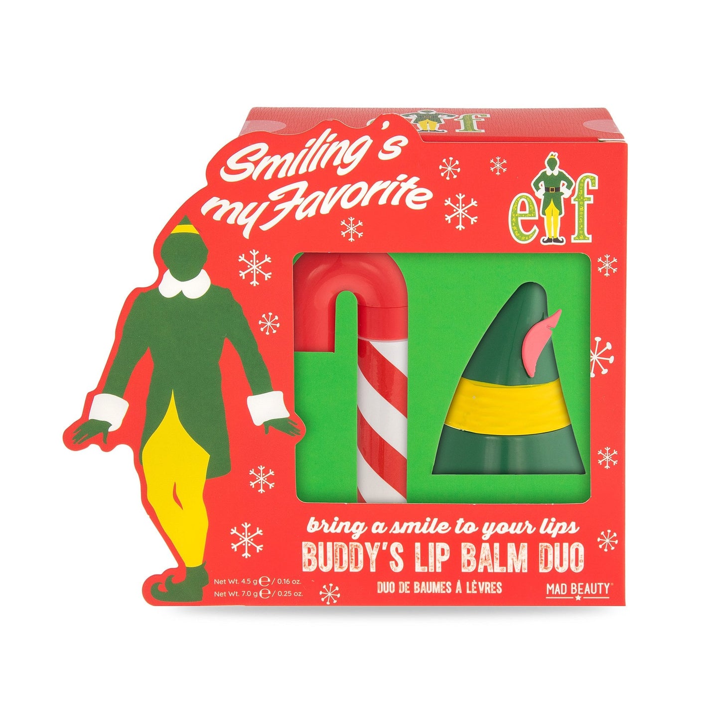 christmas mad beauty elf duo lip balm set presented in gift box