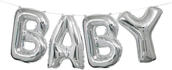 baby shower or christening air filled balloon displayed hanging as a decorative party feature