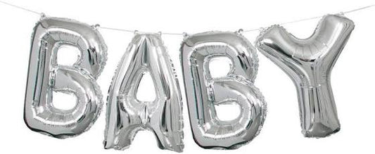 baby shower or christening air filled balloon displayed hanging as a decorative party feature