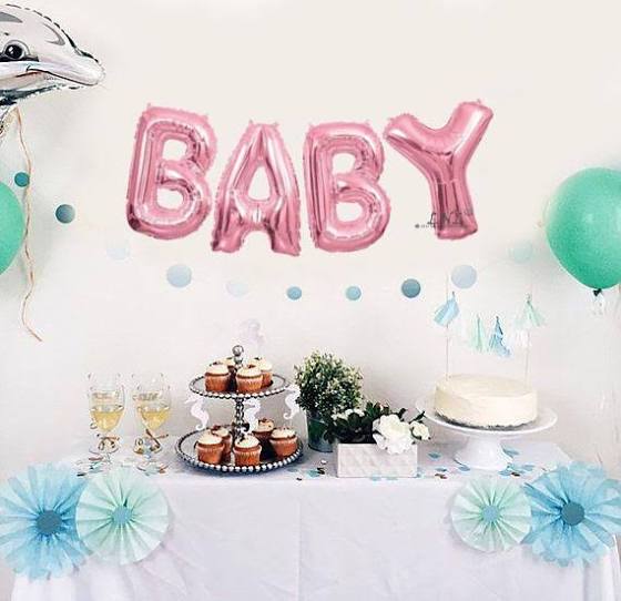 baby shower or christening balloon styled as part of a celebration party display