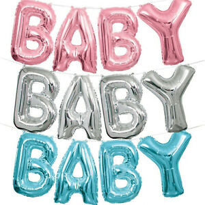 baby shower and christening balloons displayed together showing the full range of available variants
