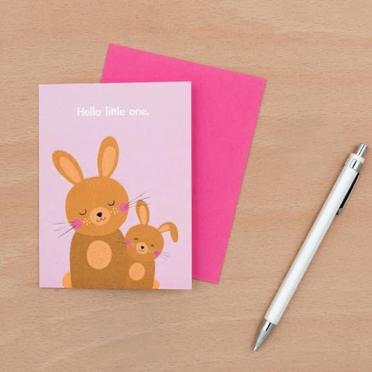 hello little one new baby greeting card with envelope for welcoming a newborn