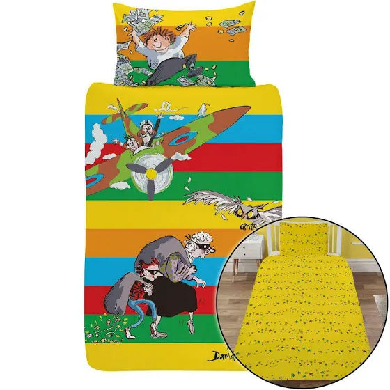 David Walliams reversible children’s single duvet cover set featuring illustrated book characters