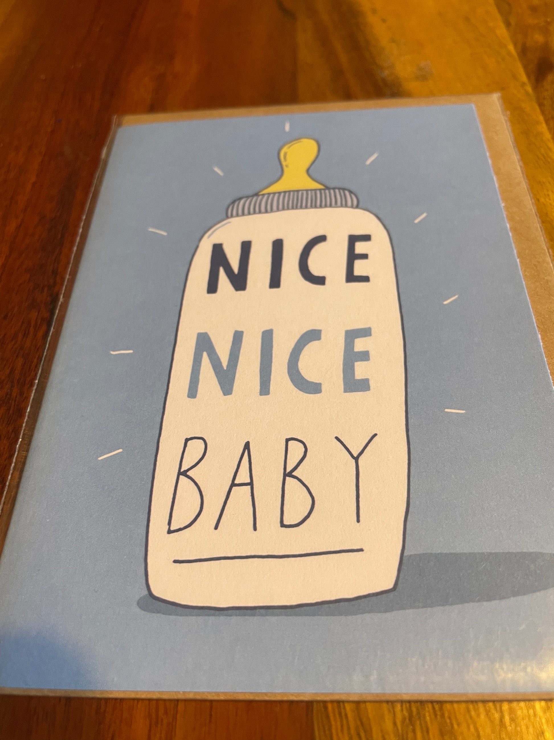 modern nice nice baby greeting card with envelope for newborn celebration