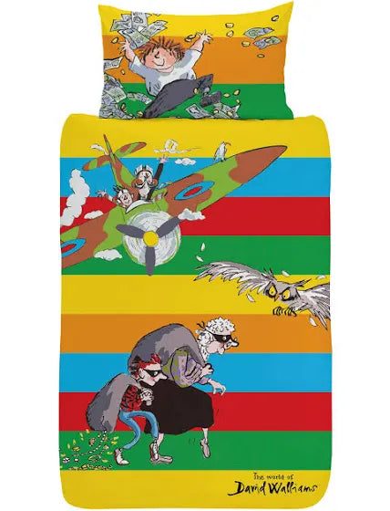 David Walliams Tony Ross illustrated duvet cover with bold striped design