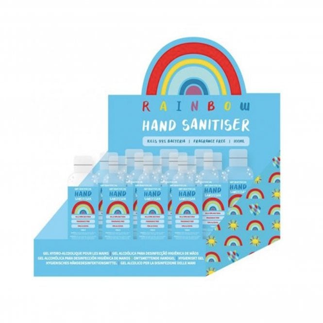 rainbow hand sanitiser 100ml, fragrance-free with 70% alcohol for effective hygiene
