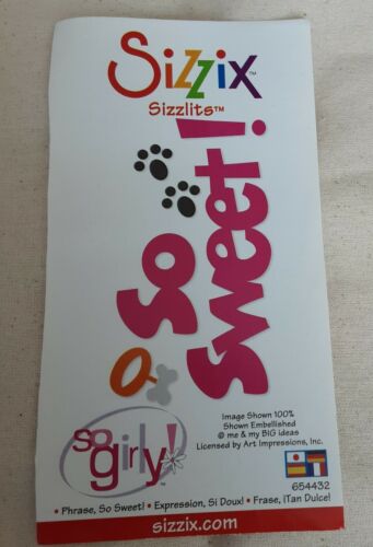 sizzix sizzlits so sweet die with cut design showing clear sentiment for card making and paper crafts