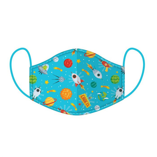face covering small space cadet child reusable children face mask with space themed design