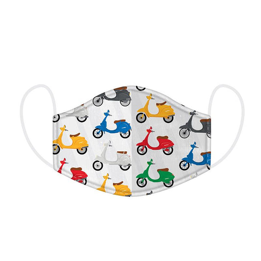 reusable adult scooter print face covering with playful modern design for everyday wear