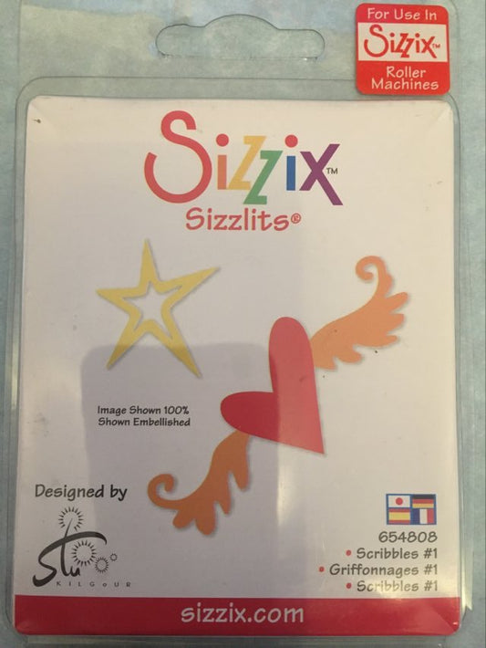 sizzix sizzlits star and winged heart die with cut shapes showing decorative star and heart for card making and paper crafts