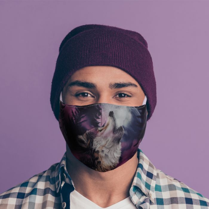 reusable adult wolf design face covering offering bold style for everyday public wear